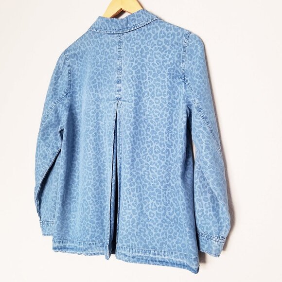 Soft Surroundings Leopard Thelma Chambray Long‎ Sleeve Button Down Shirt XSP - Picture 14 of 14